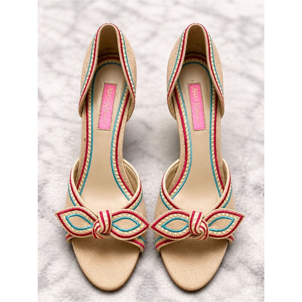 Vintage Betsey Johnson Canvas Heels with Bow Accent